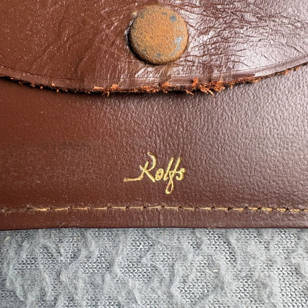 Vintage Rolfs Brown Leather Bifold Wallet USA Eagle Crest Embossed Coin Pouch